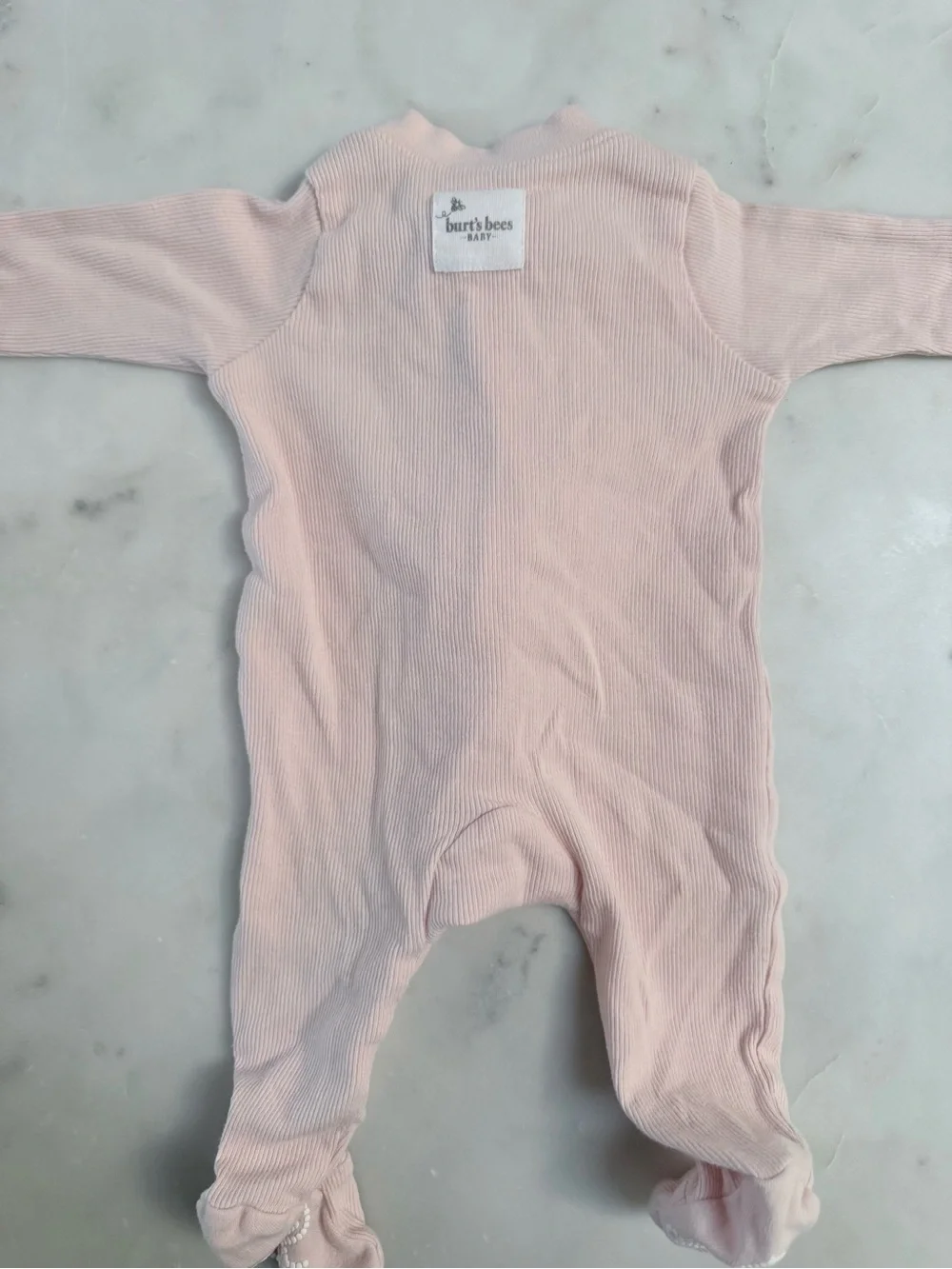 Burt's Bees Baby Light Pink Ribbed Footed One-Piece Pajamas